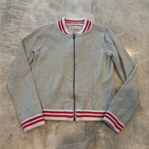 Tucker + Tate Gray sparkle Bomber sweater with pink and White Stripes, GUC